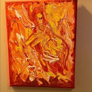 Vibrant Abstract Canvas Art in Red and Yellow